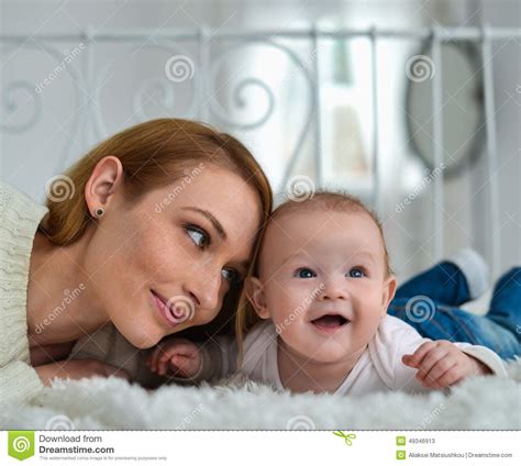 Portrait Of Happy Mother And Baby Stock Image Image Of Beauty