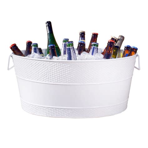 Brekx Modern White Aspen Galvanized Metal Ice And Drink Bucket