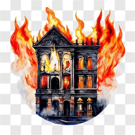 Descarga Poder Destructivo del Fuego Ilustración de Casa en Llamas PNG