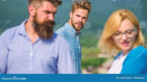 Jealous Concept Man With Beard Jealous Aggressive Because Girlfriend