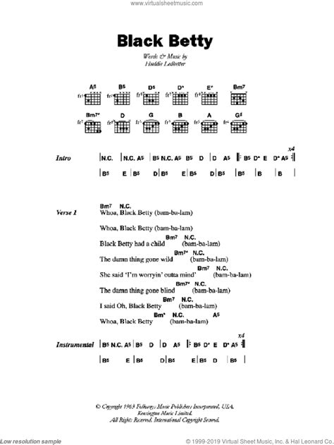 Black Betty Sheet Music For Guitar Chords Pdf V2