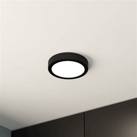 Lámpara de techo LED Fueva 5 IP44 3000K negro Ø16cm Lampara es