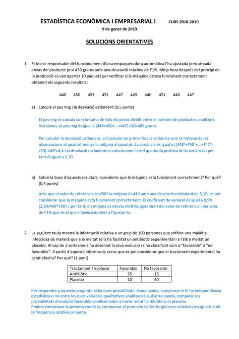 Examen tema 2 intro ESTADÍSTICA ECONÒMICA I EMPRESARIAL I CURS 2018