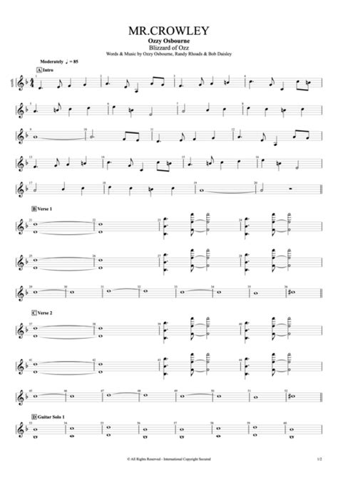 Mr. Crowley Tab by Ozzy Osbourne (Guitar Pro) - Full Score | mySongBook