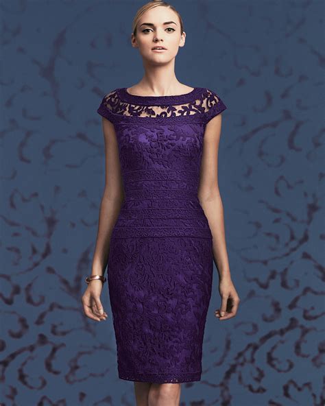 Lyst Tadashi Shoji Boatneck Lace Cocktail Dress In Purple