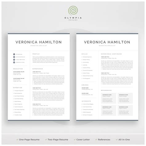 Modern Resume Template Professional Cv Template For Word Cover