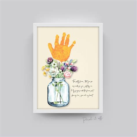 Flower Handprint Hand Art Craft Poem Mothers Day Mom Mum Etsy