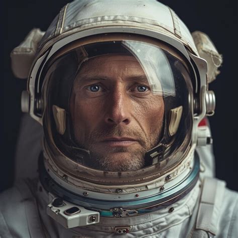 Premium Photo Closeup Portrait Of A Focused Astronaut Wearing A Space Helmet Symbolizing