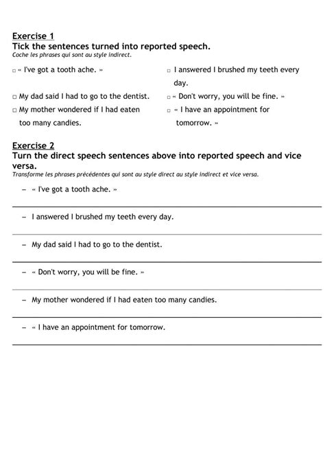 Reported Speech Online Exercise For 9 Live Worksheets