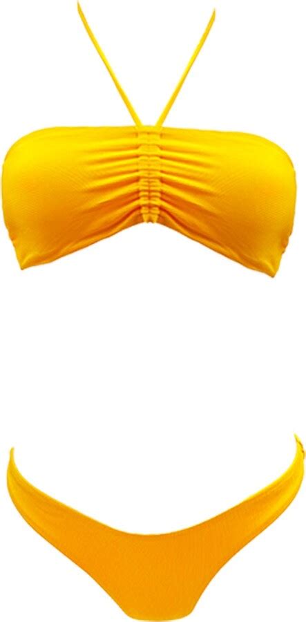 Aulala Paris Miss Cheerful Bandeau Bikini Set Yellow And Orange