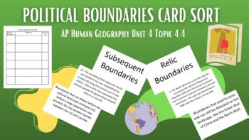 Political Boundaries Card Sort Ap Human Geography Unit Topic