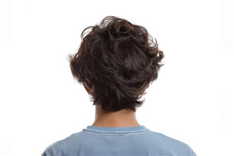 Back Of Head Rear View Of A Brunette Man Isolated On White Background