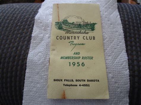 1956 Minnehaha Country Club Program & Membership Roster Sioux Falls ...