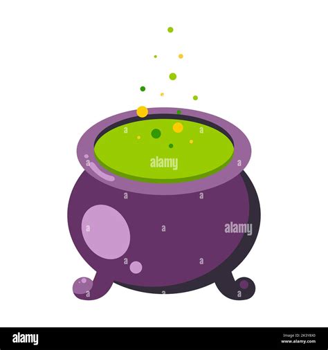 Cartoon Illustration Of A Purple Witchs Cauldron Witchs Potion Vector