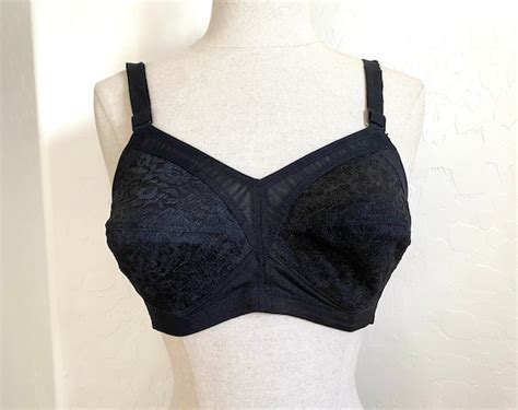 MAIDENFORM Bullet Bra Vintage 1950s Black Elastic Mes Gem