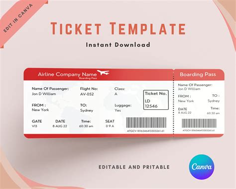 Fake Plane Ticket Boarding Pass Template Editable Blank Canada Ubicaciondepersonas Cdmx Gob Mx