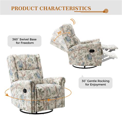 14 Karat Home Modern Stylish Swivel Recliner Nursery Armchair With