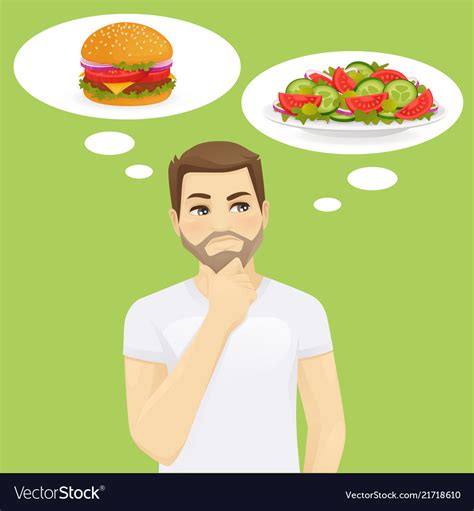 Man Thinking About Food Royalty Free Vector Image