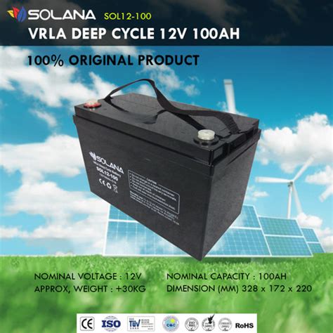 Jual Solana Vrla Deep Cycle V Ah Aki Kering Dry Accu Baterai