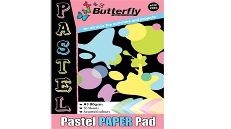 Butterfly Board Pads A3 80gsm 50 Sheets Pastel Assorted Strive