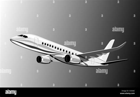 Illustration Of Passenger Jumbo Jet Plane Flying Overhead Isolated On