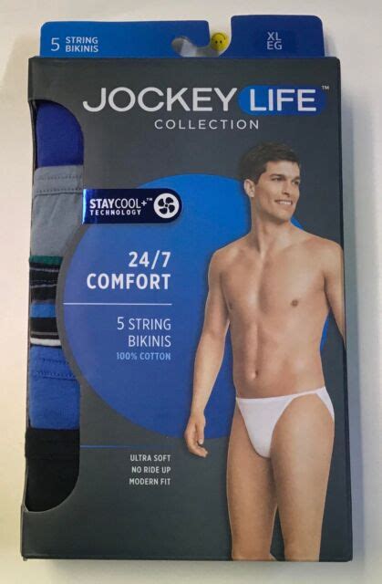 Jockey Life Men S 5 String Bikini Underwear Xl New 100 Cotton Ebay