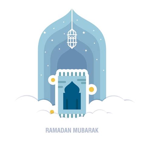 Ramadan Kareem Islamic Design Crescent Moon And Mosque Dome Silhouette