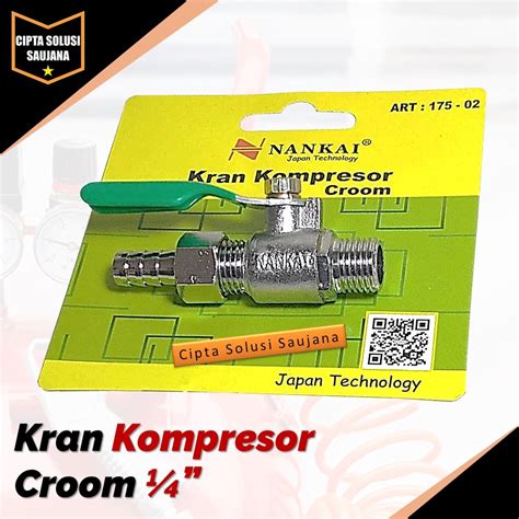 Jual NANKAI CROOM STOP KRAN ANGIN KOMPRESOR 1 4 NEPLE SELANG CHROME