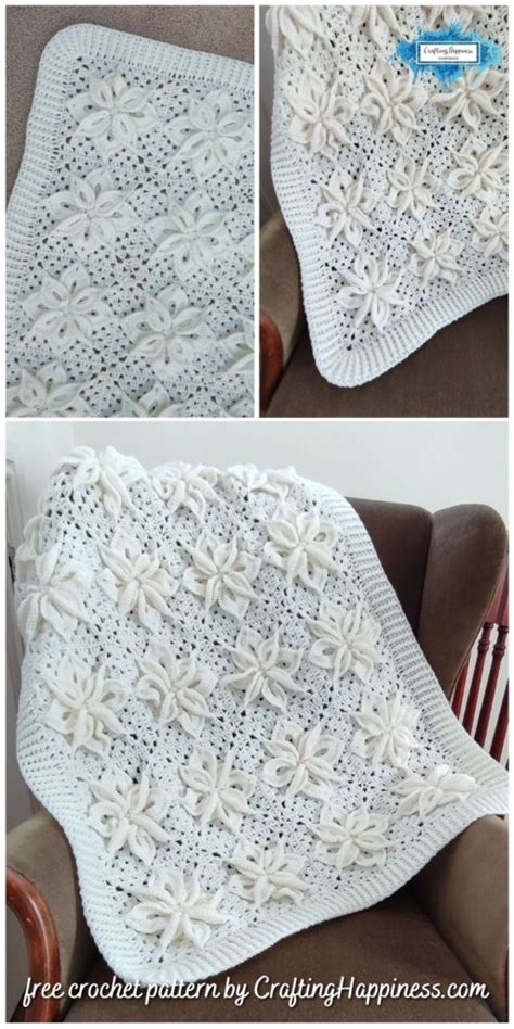 White Poinsettia Blanket Free Crochet Pattern - Crafting Happiness