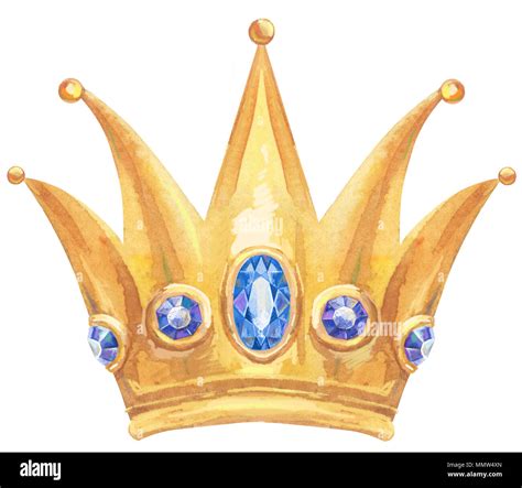 Watercolor Golden Crown Princess Stock Photo Alamy