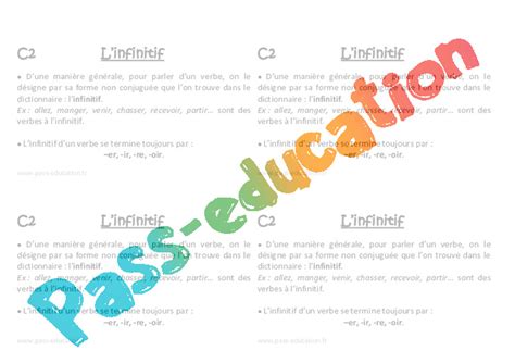 infinitif ce lecon cycle    imprimer