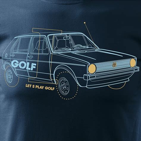 Koszulka z samochodem Golf 1 męska granatowa REGULAR Koszulki auto