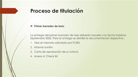 Indicaciones Generales En El Proceso De Titulaci N Pptx Descarga Gratuita