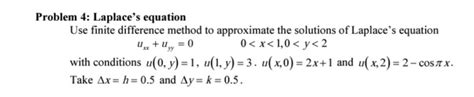 Solved Roblem 4 Laplaces Equation Use Finite Difference