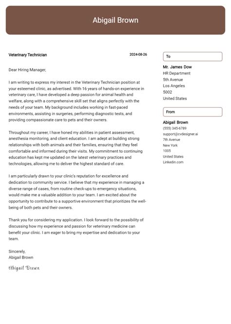 Veterinary Cover Letter Examples With Writing Tips For