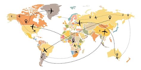 Rota De Voo De Avi O No Mapa Do Mundo Voo Linear Da Aeronave Os