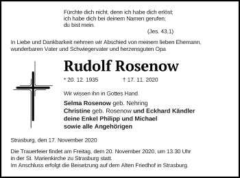 Traueranzeigen Von Rudolf Rosenow Trauer Nordkurier