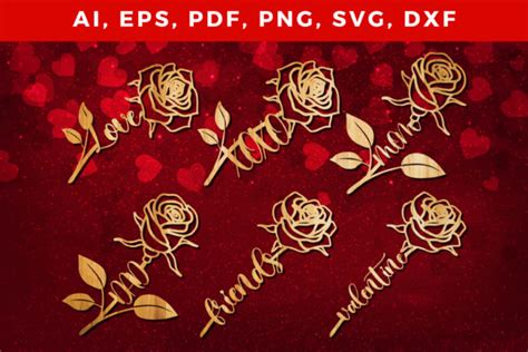 Valentine Rose Laser Cut Svg Bundle Graphic By Ngised · Creative Fabrica