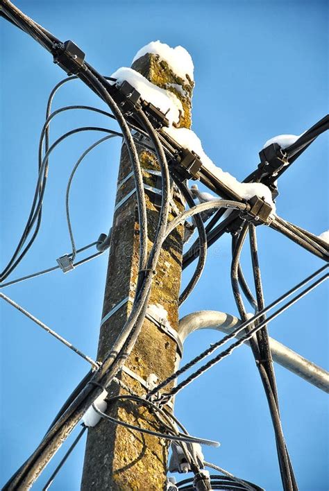 cable lines stock image image  metal blue high industrial