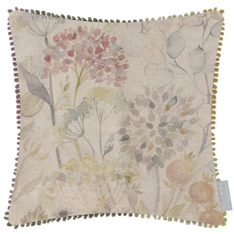 Hedgerow Natural Printed Feather Filled Cushion Cream Cushions Voyage Maison