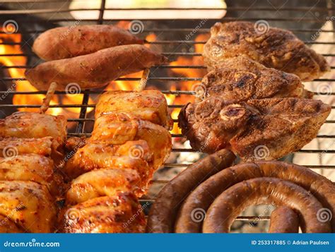 South African Braai Braaied Meat Including Boerewors Sausage Lamb