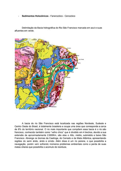 Solution Composi O Geol Gica Das Principais Bacias Hidrogr Ficas Do