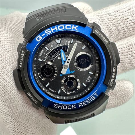 Casio G Shock AW 591 Chronograph Watch Black And Bl Gem