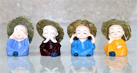 Esplanade Resin Smiling Happy Baby Buddha Monk Statues Feng Shui Monk