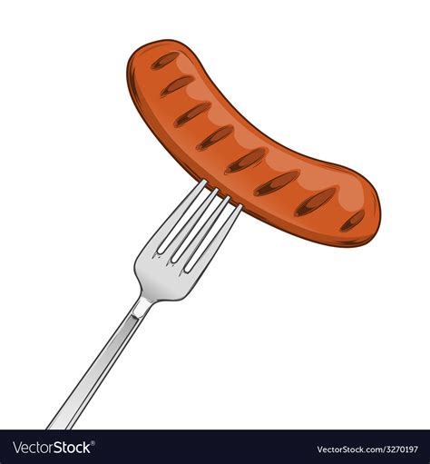 Grilled Sausage On Fork Royalty Free Vector Image