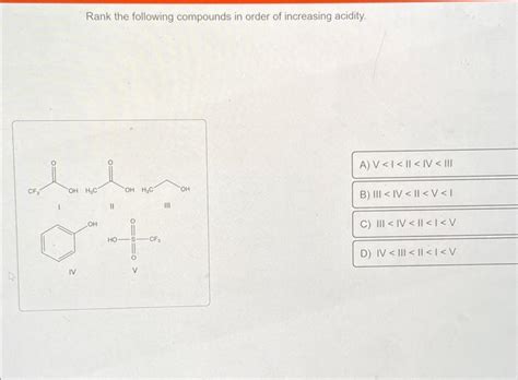 Solved Rank The Following Compounds In Order Of Increasing