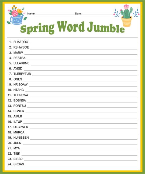 Printable Daily Jumble Word Puzzle - Printable JD