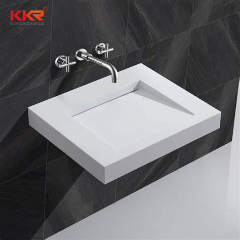 China Man Made Stone Resin Sink Small Bathroom Sink Wall Hung Wash