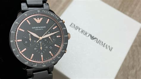 Emporio Armani Chronograph Black Ceramic Mens Watch AR70002 Unboxing