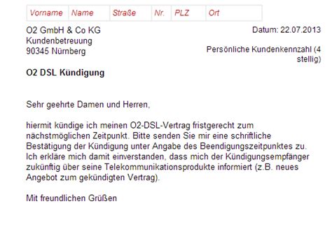 O2 DSL Kündigung Vorlage Download CHIP